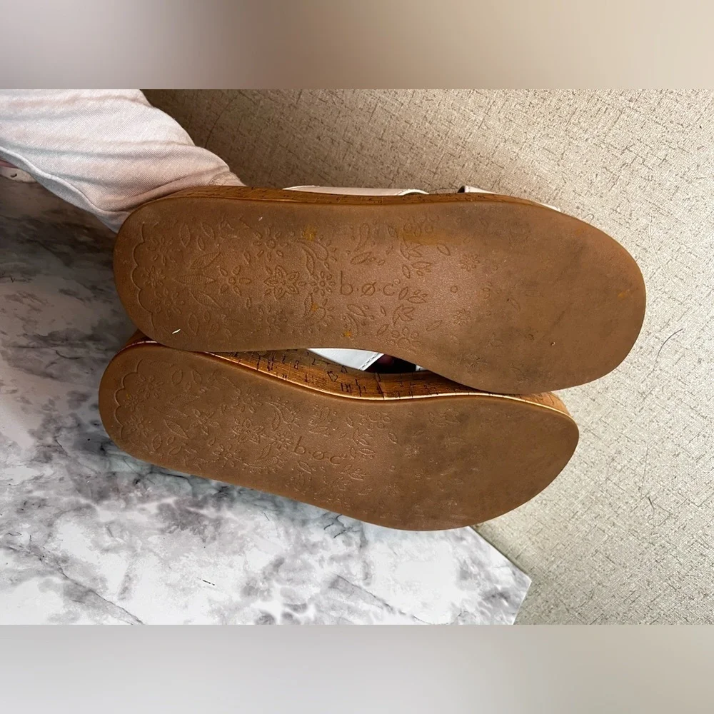 b.o.c. White Cork Wedge Sandals 8M